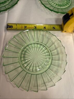Vintage Green depressions glass saucers Set of 3